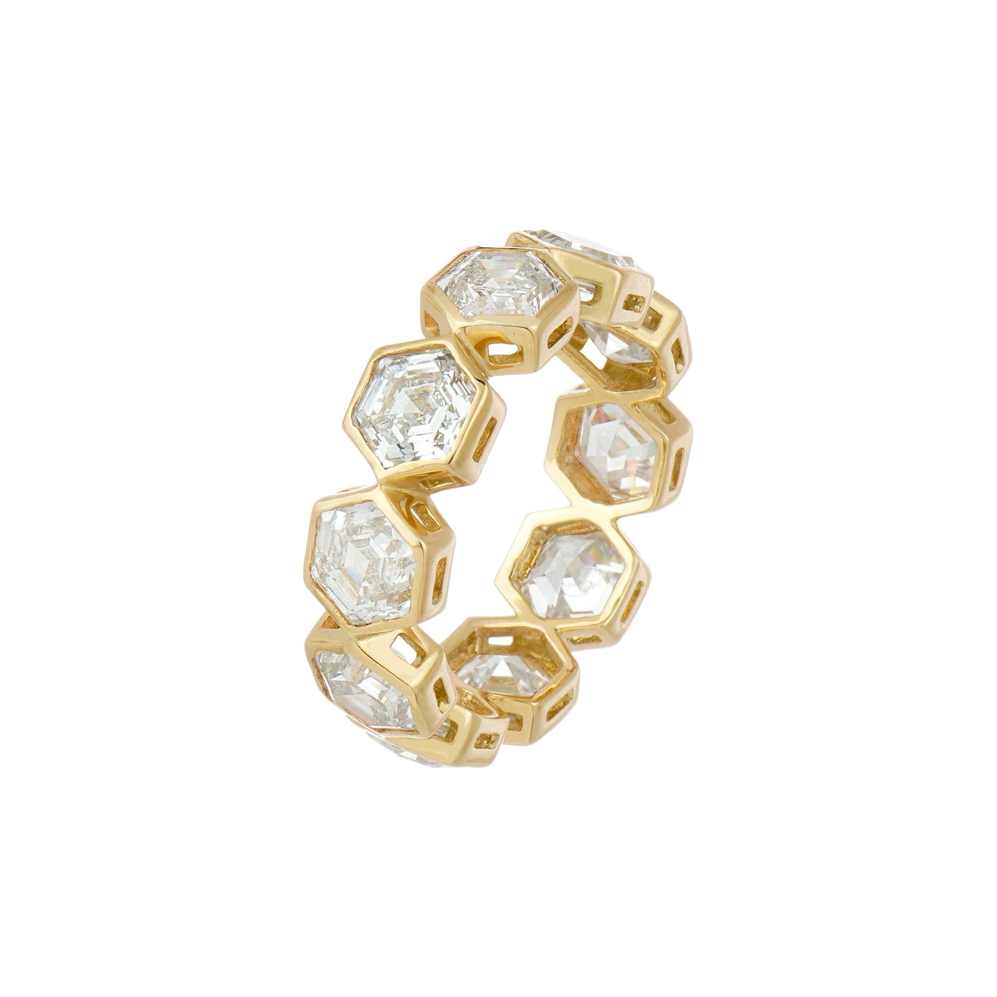 Anel Hexagonal 10 Pedras