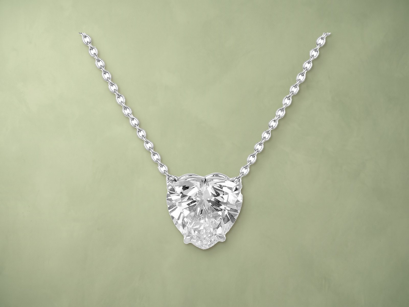 Pingente com diamante cultivado de lapidação coração